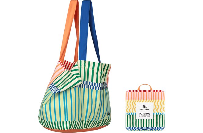 Dock & Bay Foldable Bag Medium stripe up your life