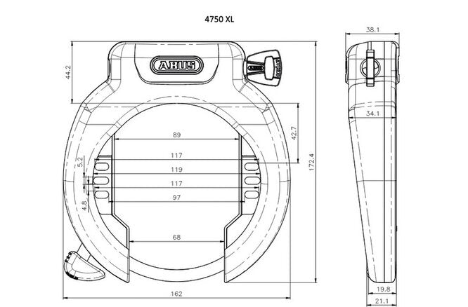 Abus Rahmenschl. 4750XL & Akkuschl.IT2.1 T82 Bosch2... gleichschliessend schwarz