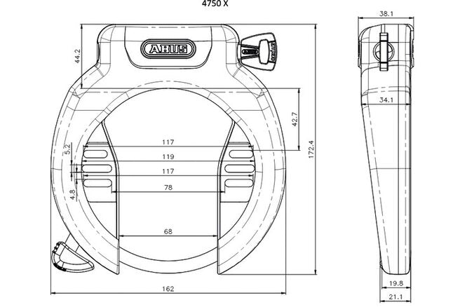 Abus Rahmenschloss Pro Amparo 4750X NR ohne Halter schwarz