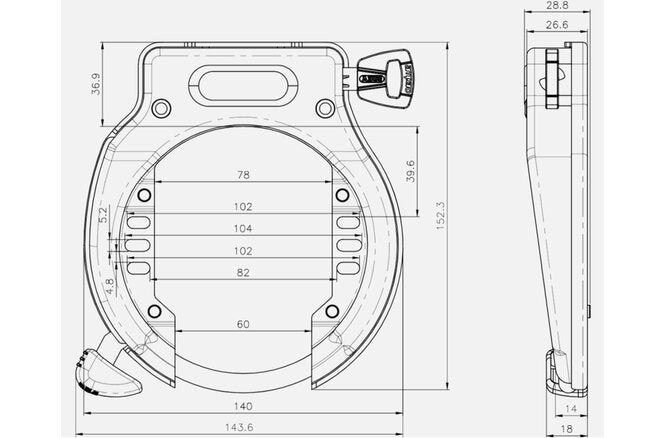Abus Rahmenschloss Amparo 4650SL NR ohne Halter schwarz