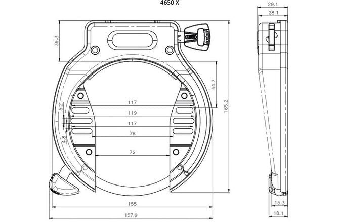 Abus Rahmenschloss Amparo 4650X NR ohne Halter schwarz