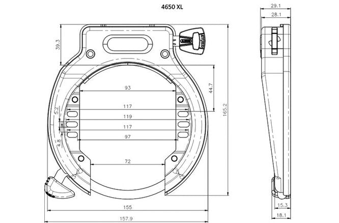 Abus Rahmenschloss Amparo 4650XL NR ohne Halter schwarz