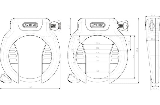 Abus Rahmenschloss Pro Amparo 4750S NR ohne Halter schwarz