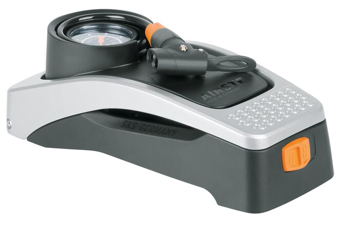 SKS Fusstretpumpe Airstep Alu/Kunststoff Multi Valve mit... Manometer schwarz-silber