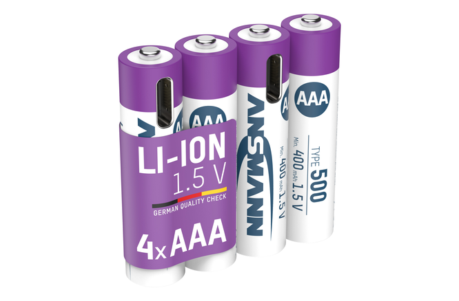 Ansmann aufladbare Batterien Li-Ion Akkus Micro AAA Typ 500... (min.400mAh) 4er-Blister