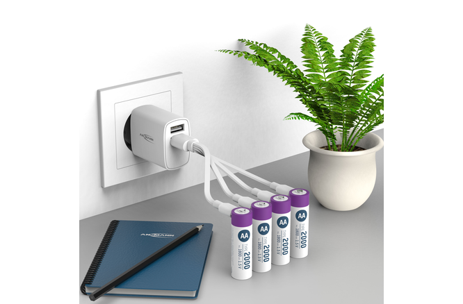Ansmann aufladbare Batterien Li-Ion Akkus Mignon AA Typ 2000... (min.1800mAh) 4er-Blister