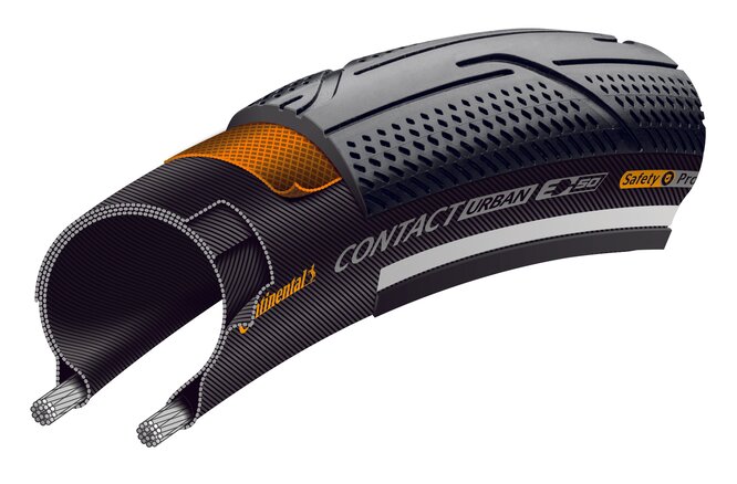Continental Pneu Contact Urban 700x35C Starr mit Reflexstreifen... black