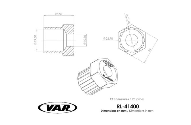 VAR Zahnkranzabzieher RL-41400 für Shimano UG, Sachs Aris,... Campagnolo