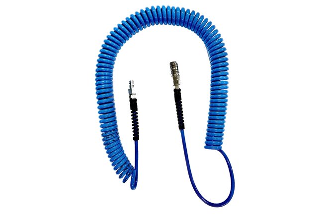 AZE Druckluftspiralschlauch 7.5m 8x5mm mit Anschlüssen blau