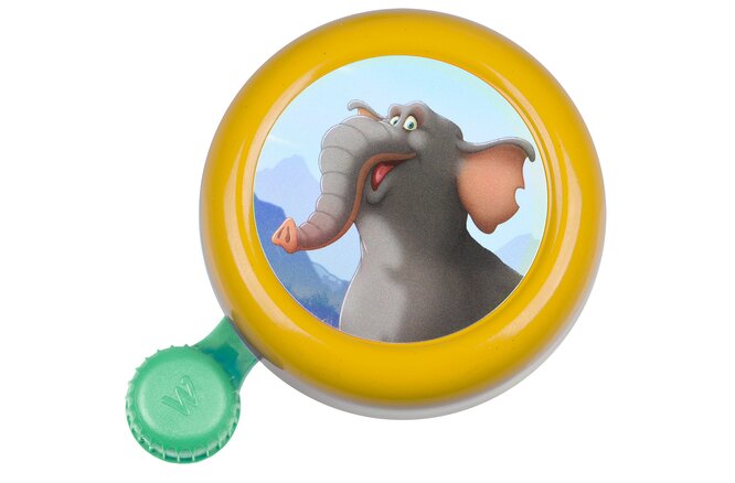 Widek Kinderglocke Animal Kingdom Stahl lackiert in gelb auf einer Karte