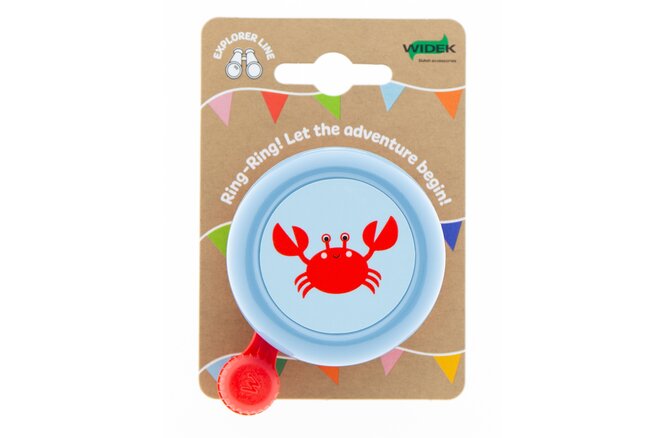 Widek Kinderglocke Explorer Crab Stahl lackiert in blau auf einer Karte