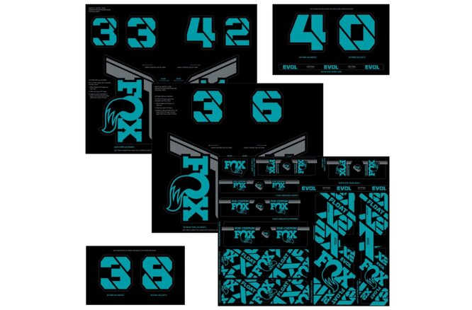 FOX Decal 21 Custom Fork & Shock turquoise
