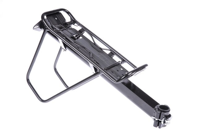Gepäckträgerbefestigung auf Sattelstütze mit Seitenbügel und... Federklappe schwarz