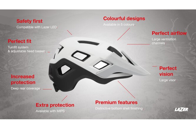 LAZER Unisex MTB Coyote MIPS Helm white