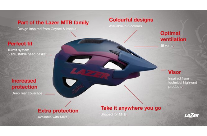 LAZER Unisex MTB Chiru MIPS Helm matte blue pink