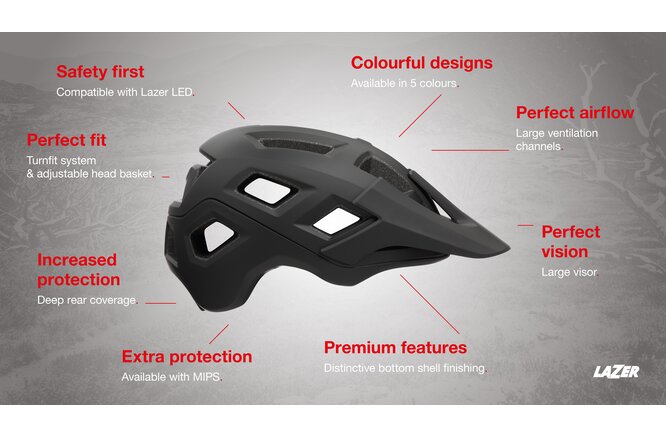 LAZER Unisex MTB Coyote MIPS Helm matte full black