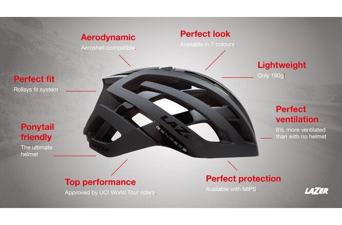 LAZER Unisex Road Genesis MIPS Helm white black