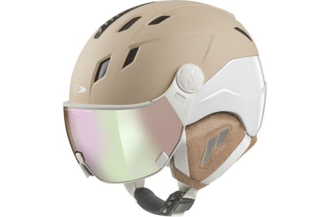 CP Ski Women CORAO+ Cashmere Helmet sand soft touch/white... shiny / Visor Nr.59