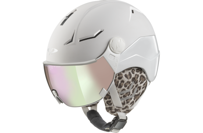 CP Ski Women COYA+ Helmet snowwhite soft touch/white shiny... leo ears / Visor Nr. 59
