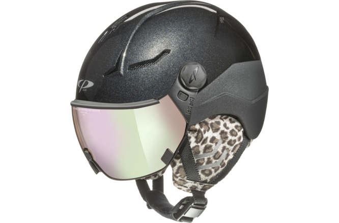 CP Ski Women COYA+ Helmet black sparkling/ black soft touch leo ears... / Visor Nr.29