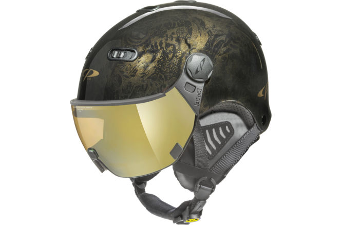 CP Ski CARACHILLO Vintage Helmet gold cubic black shiny / Visor Nr.30