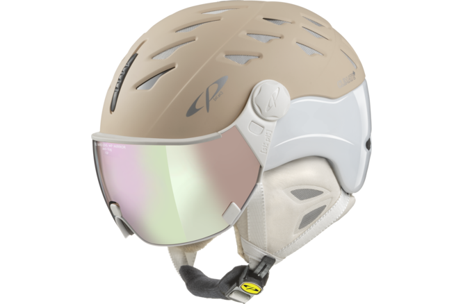 CP Ski Women CUMA Helmet sand soft touch/ white shiny / Visor Nr.50