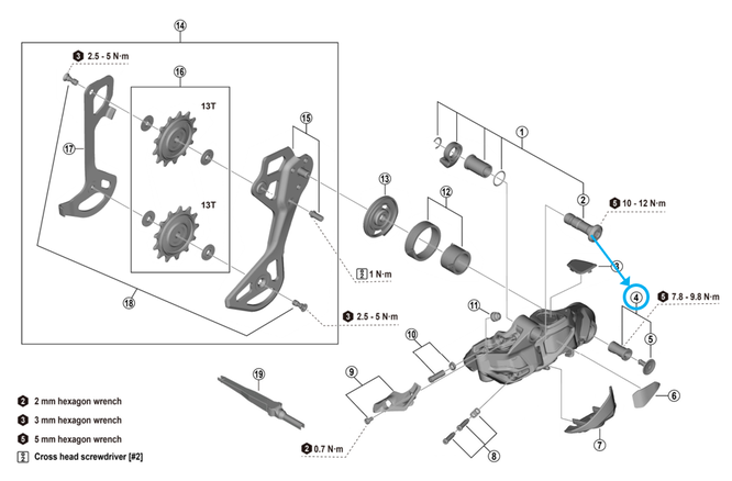 Shimano Achse Wechselkäfig RD-M9250 mit Kappe