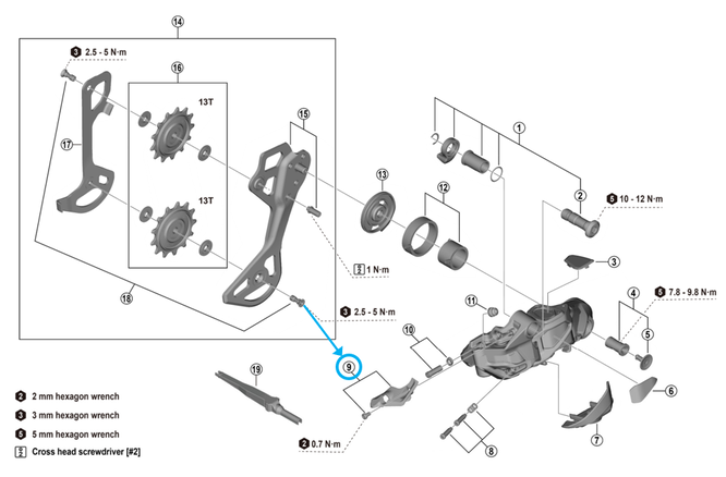 Shimano RD-M9250 Abdeckung und Schraube
