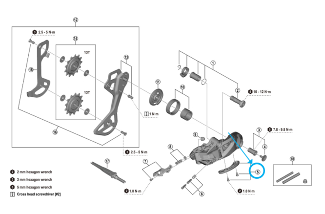 Shimano RD-M9260 Aussenlenkerpuffer und... Befestigungsschraube