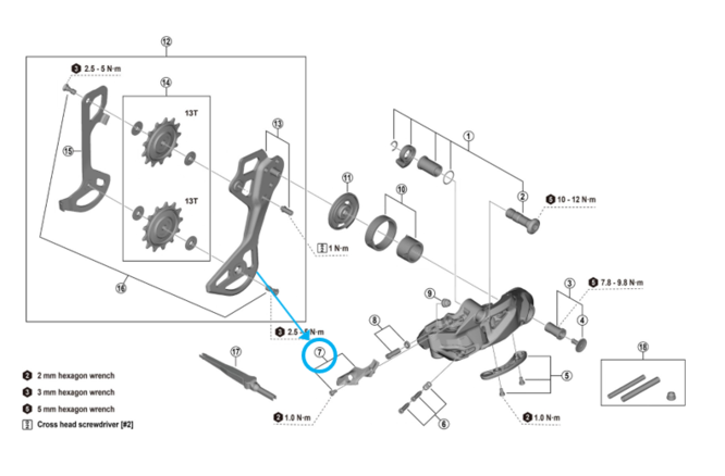 Shimano RD-M9260 Abdeckung und Schraube