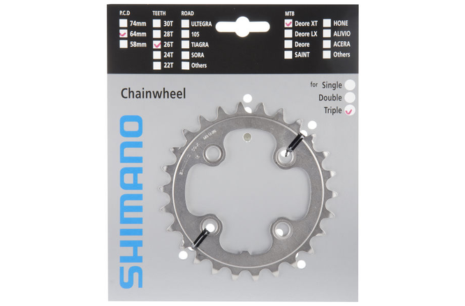 Shimano Kettenblatt XT FC-M771 26 Zähne silber