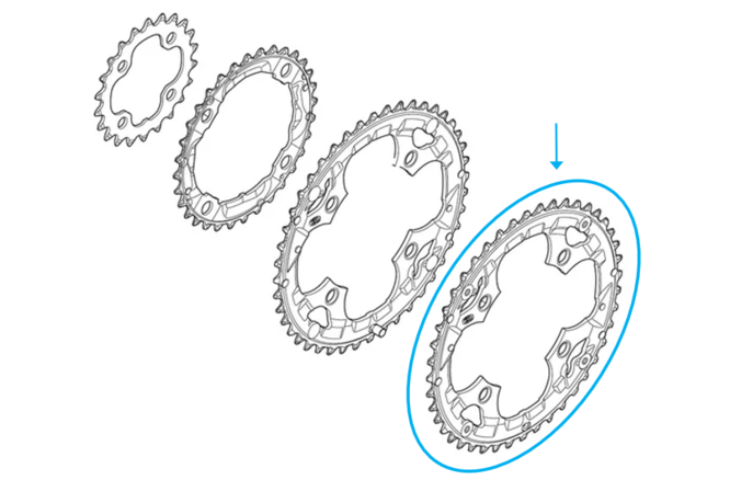 Shimano Kettenblatt DEORE FC-M590 44 Zähne für Hosenschutz