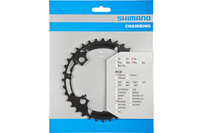 Shimano Kettenblatt DEORE FC-M590 36 Zähne schwarz