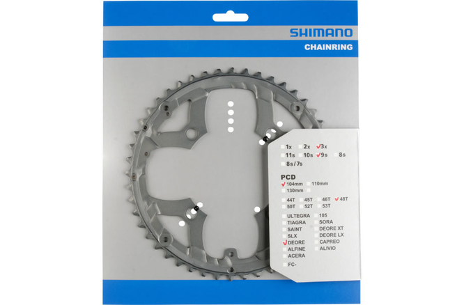 Shimano Kettenblatt DEORE FC-M590 48 Zähne für Hosenschutz