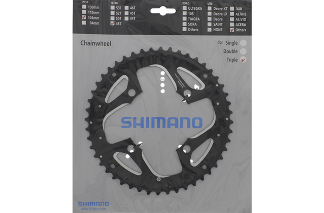 Shimano Kettenblatt DEORE LX FC-T551 48 Zähne AL für Hosenschutz