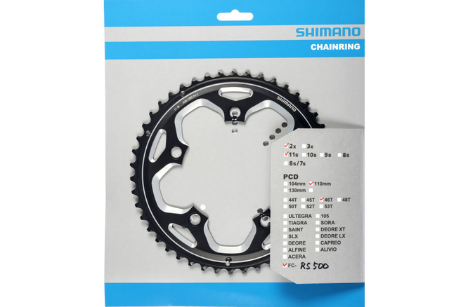 Shimano Kettenblatt FC-RS500 46 Zähne MJ schwarz