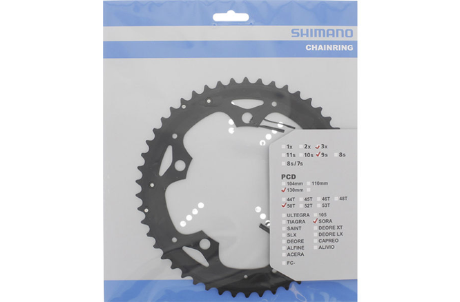 Shimano Kettenblatt SORA FC-3503 50 Zähne D für Hosenschutz schwarz