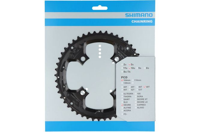 Shimano Kettenblatt FC-T6010 48 Zähne für Hosenschutz schwarz