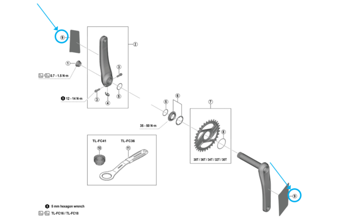 Shimano Schutzaufkleber FC-M9200 / FC-M9220 2 Stück