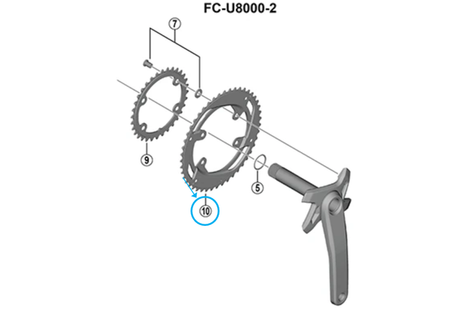 Shimano Kettenblatt CUES FC-U8000-2 46 Zähne BM