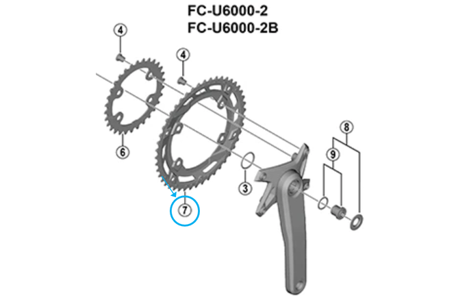 Shimano Kettenblatt CUES FC-U6000-2 36 Zähne BK