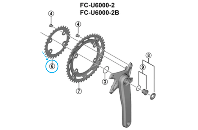 Shimano Kettenblatt CUES FC-U6000-2 22 Zähne