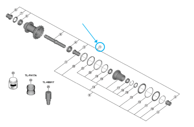 Shimano Achse komplett FH-M9210-B