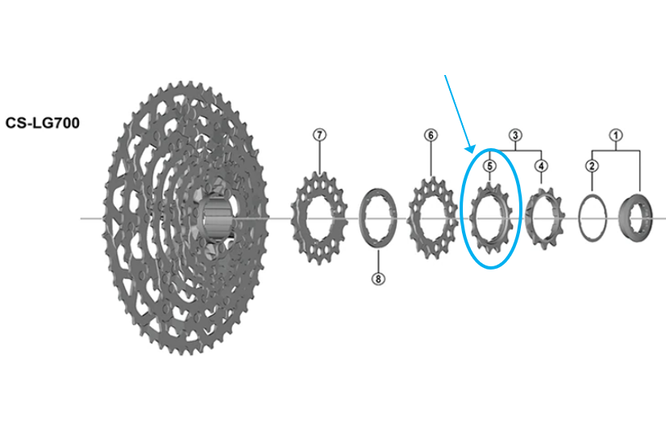 Shimano Zahnkranz CS-LG700 13 Zähne Spacer Typ