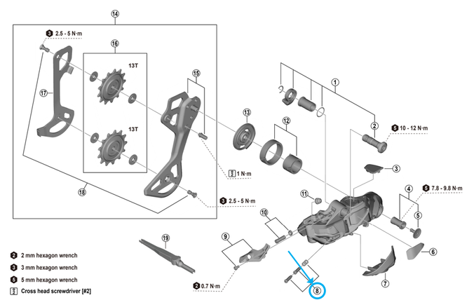 Shimano RD-M9250 Einstellschraube mit Platte