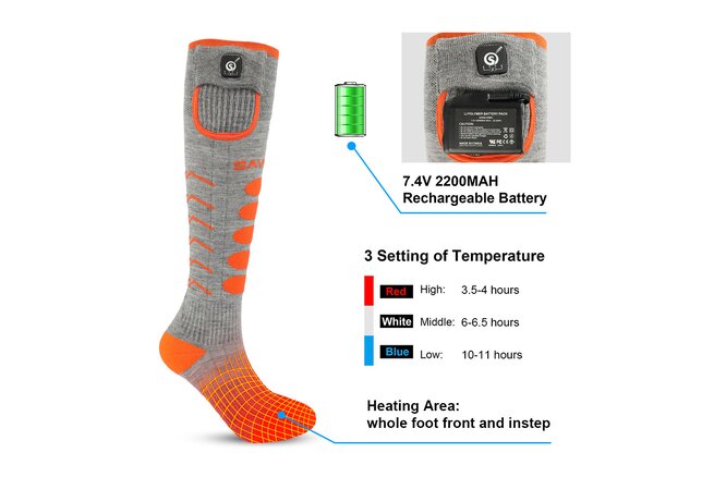 SAVIOR Ski Socks Bluetooth Montreal grey/orange