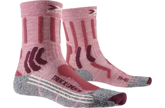 X-SOCKS Women Trek X Linen vintage red melange/grey melange