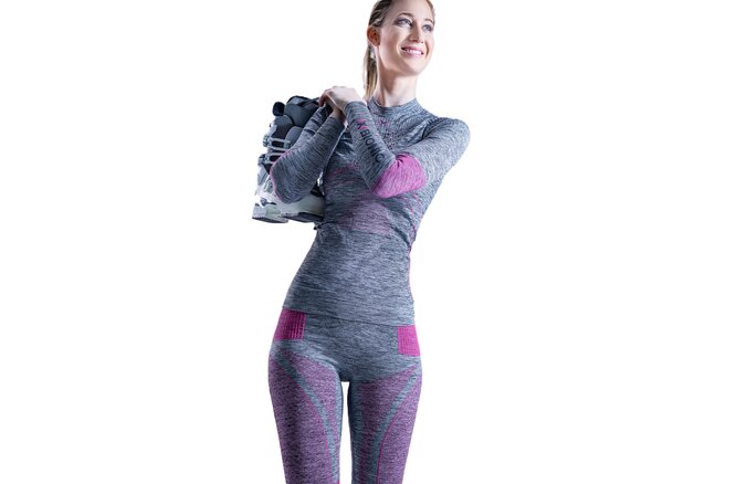 X-BIONIC Women Energy Accumulator 4.0 Melange Pants... 3/4 grey melange/pink