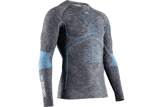 X-BIONIC Men Energy Accumulator 4.0 Melange Shirt LG SL grey dark... grey melange/blue