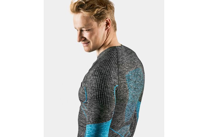 X-BIONIC Men Energy Accumulator 4.0 Melange Shirt LG SL grey dark... grey melange/blue